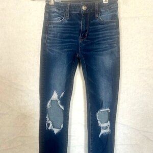 American Eagle Women's Distressed Stretch Hi Rise Jeggings Size 0 Regular